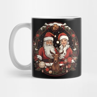 Mr and Mrs Santa Claus with Reindeer Christmas Mug